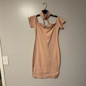 Elegant Peach Off-Shoulder Dress